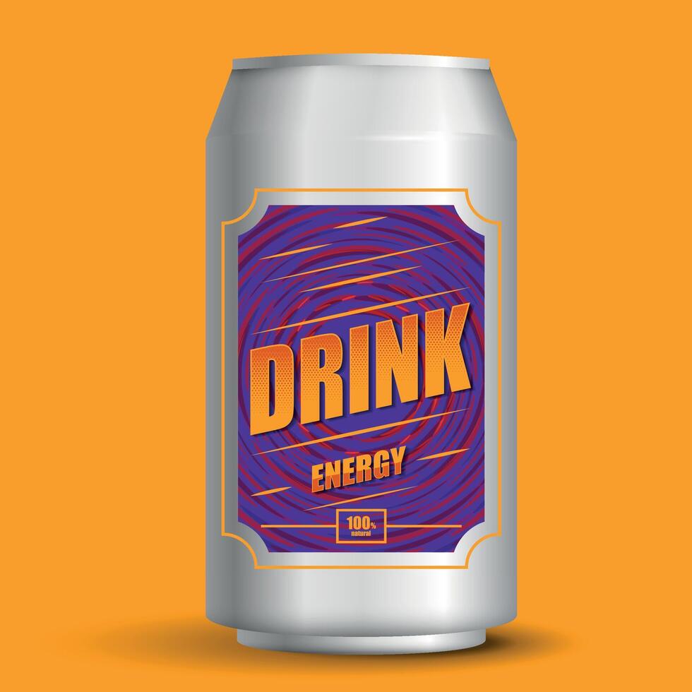 Energy drink can with vibrant colorful and eye-catching design vector