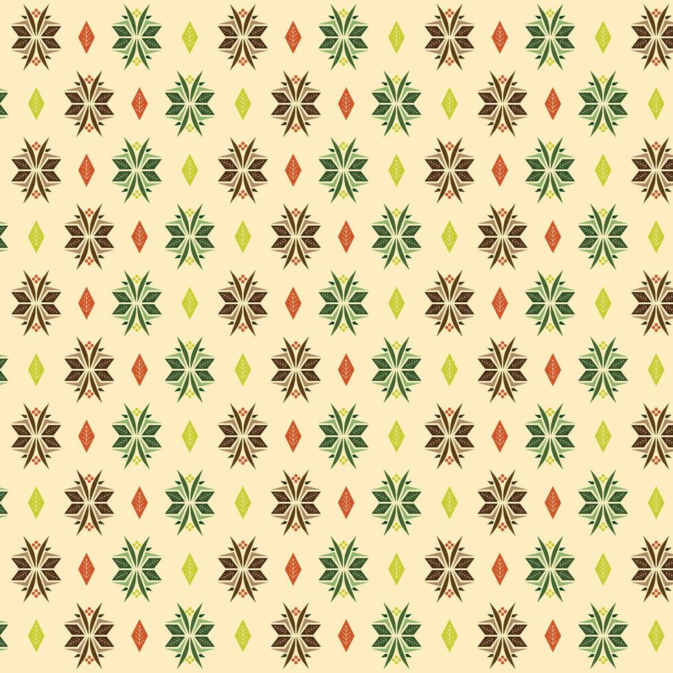 texture with retro floral pattern with geometric leaves in autumn colors vector