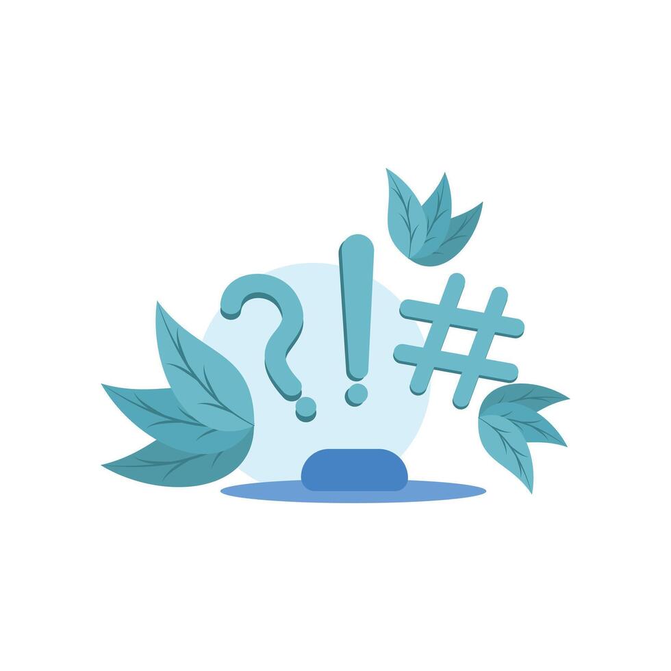 Hashtag question mark and exclamation mark icon. design background illustrations with natural themes, hashtags and exclamation marks. Background illustration graphic element design vector