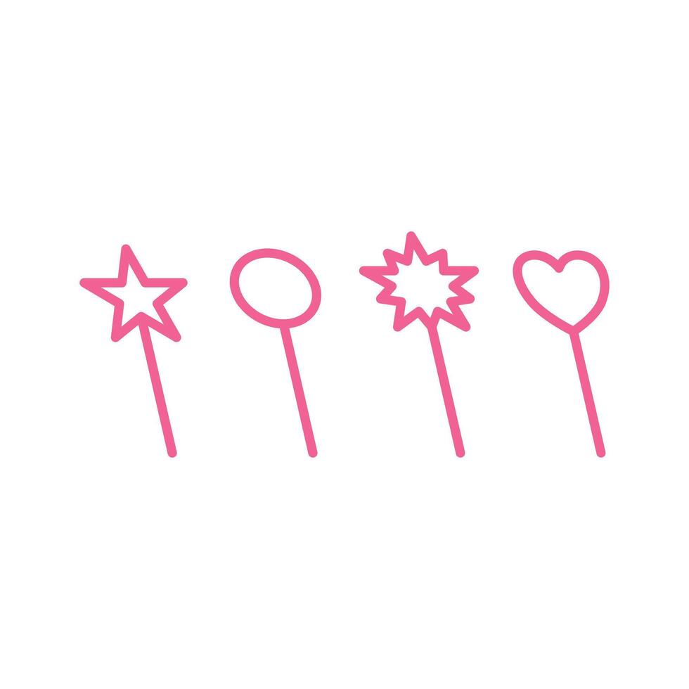 Set of lollipops in the shape of hearts. Collection of 4 pieces of ferry stick shapes. Design graphic elements for illustrations of magic wand icons for children's story books vector