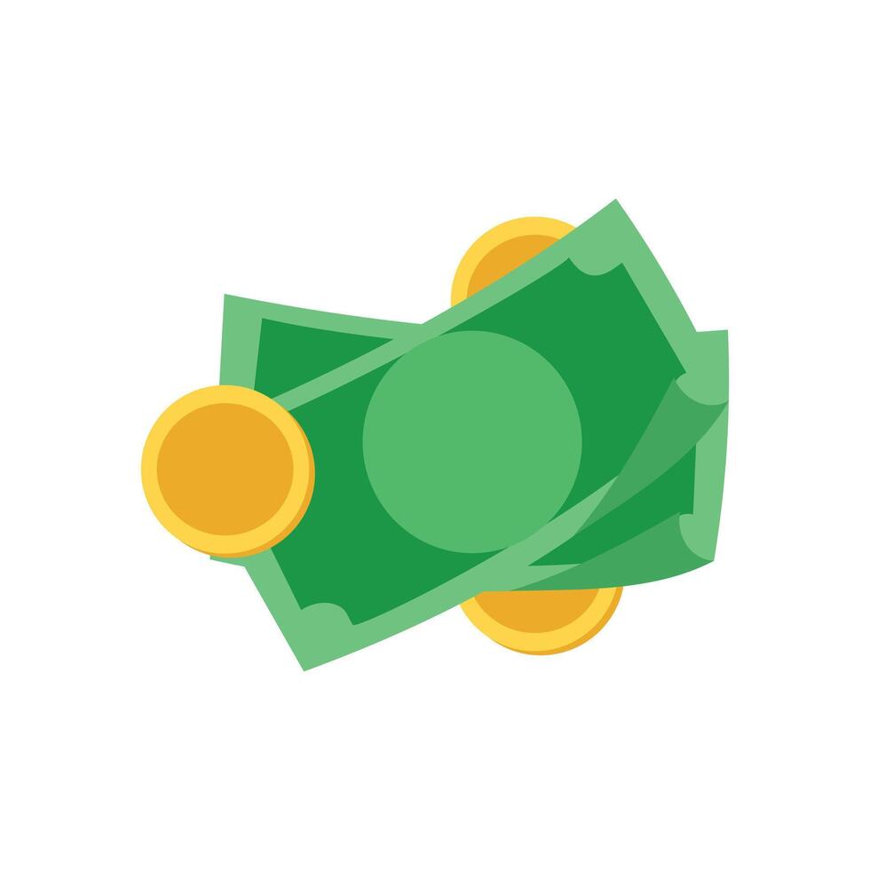 Money icon in flat color style. Banknotes, coins, cash. Graphic design elements illustrating wealth, finance, money and the economy in a line style isolated on a white background vector