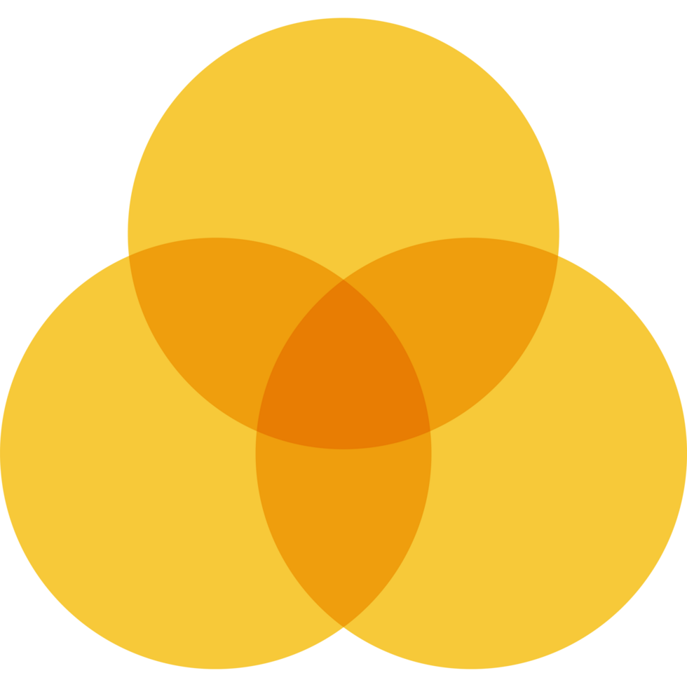 Venn diagram chart template yellow color png