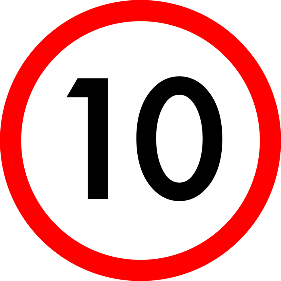 Speed limit 10 round road traffic icon png