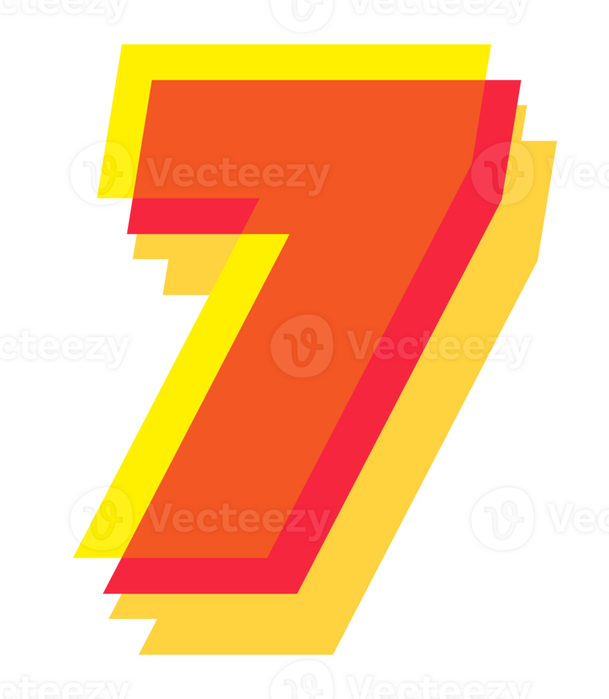 7 number 3d style colorful modern typography png