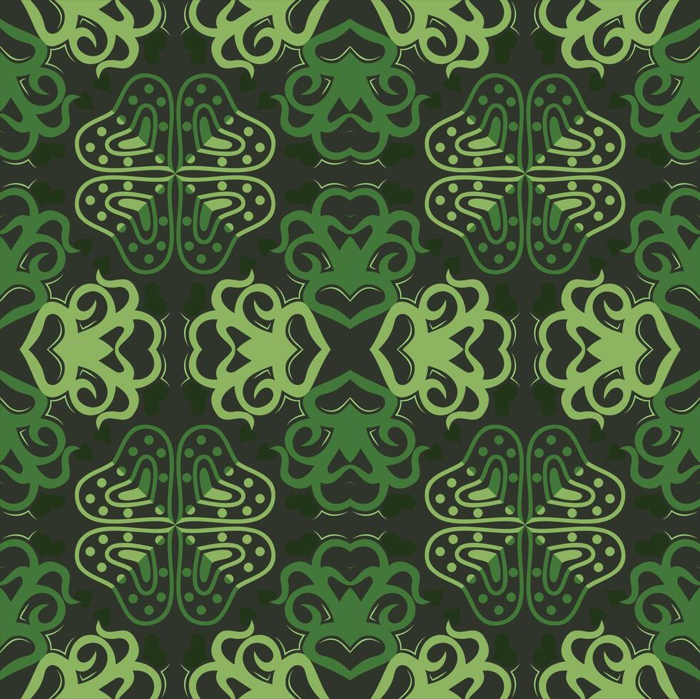 seamless green floral heart background pattern design. vector