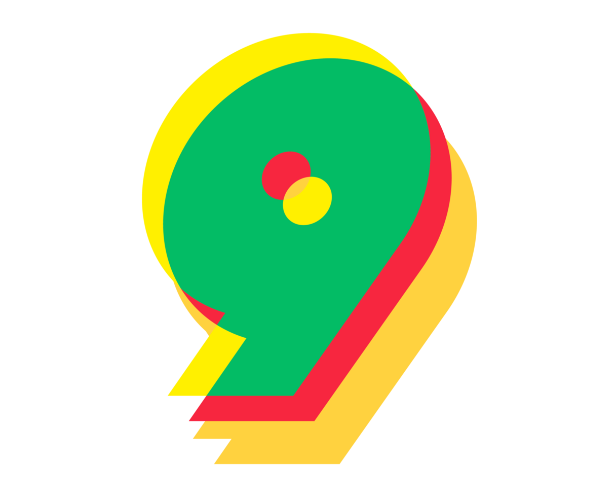 9 number 3d style colorful modern typography png
