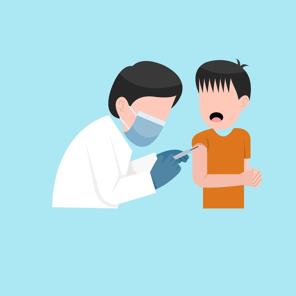 Little Boy Vaccination By A Doctor vector