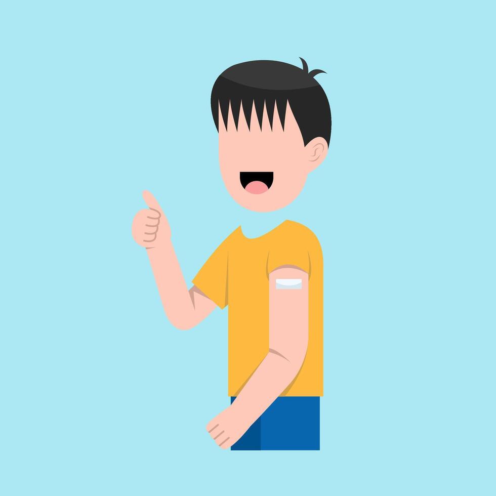 Character Of Little Boy Vaccinated vector