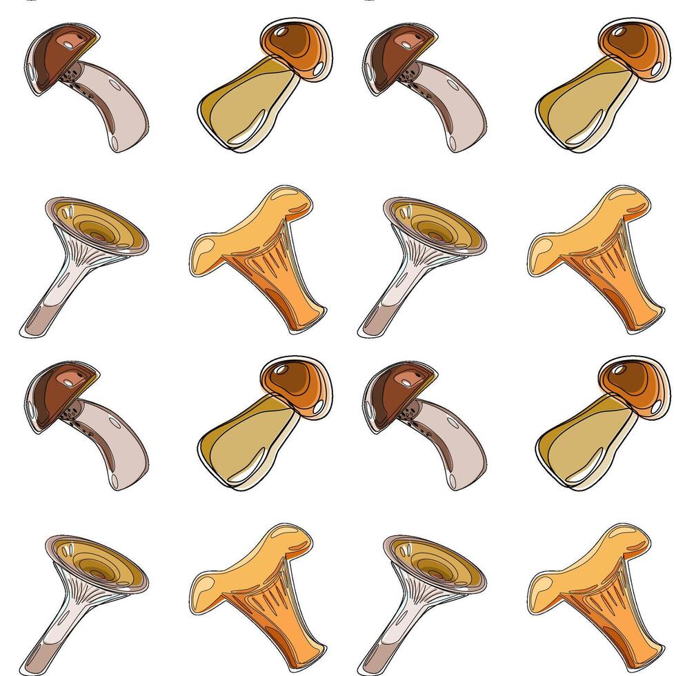 Seamless botanical pattern with mushrooms vector