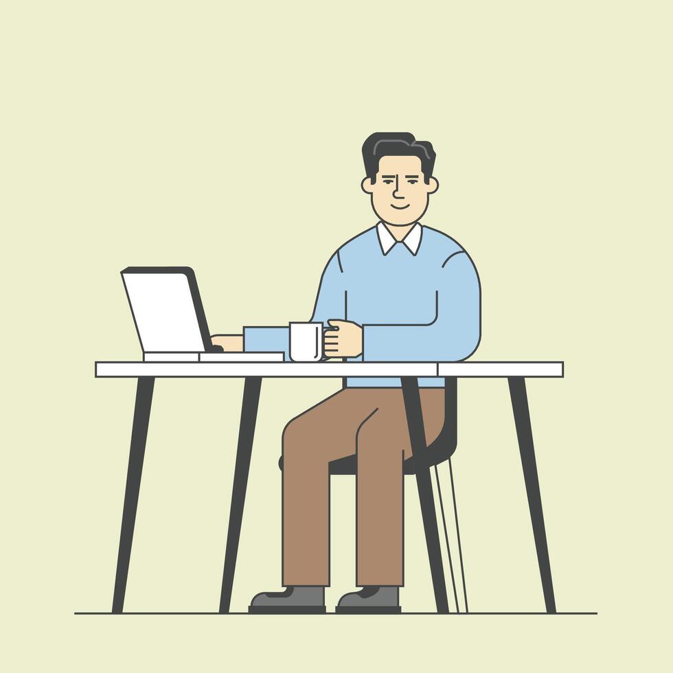 Man work in office with laptop vector