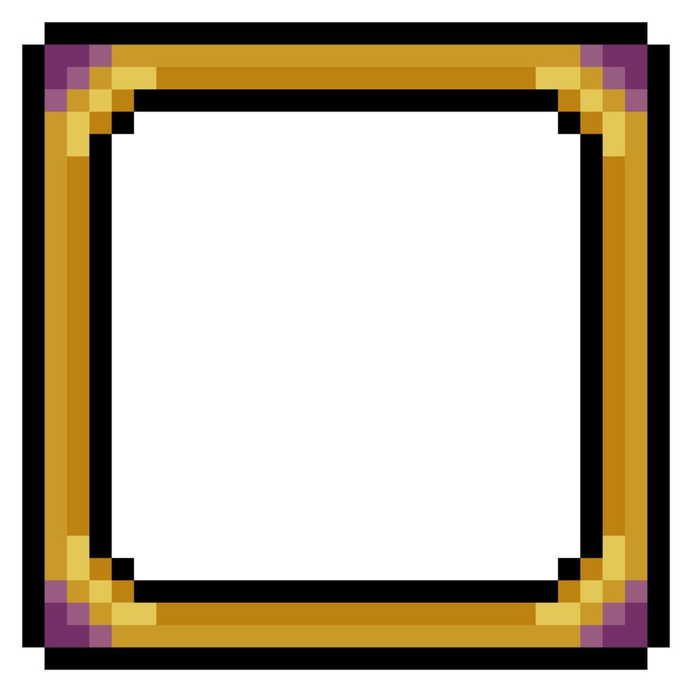 Blank picture frame in pixel art style vector