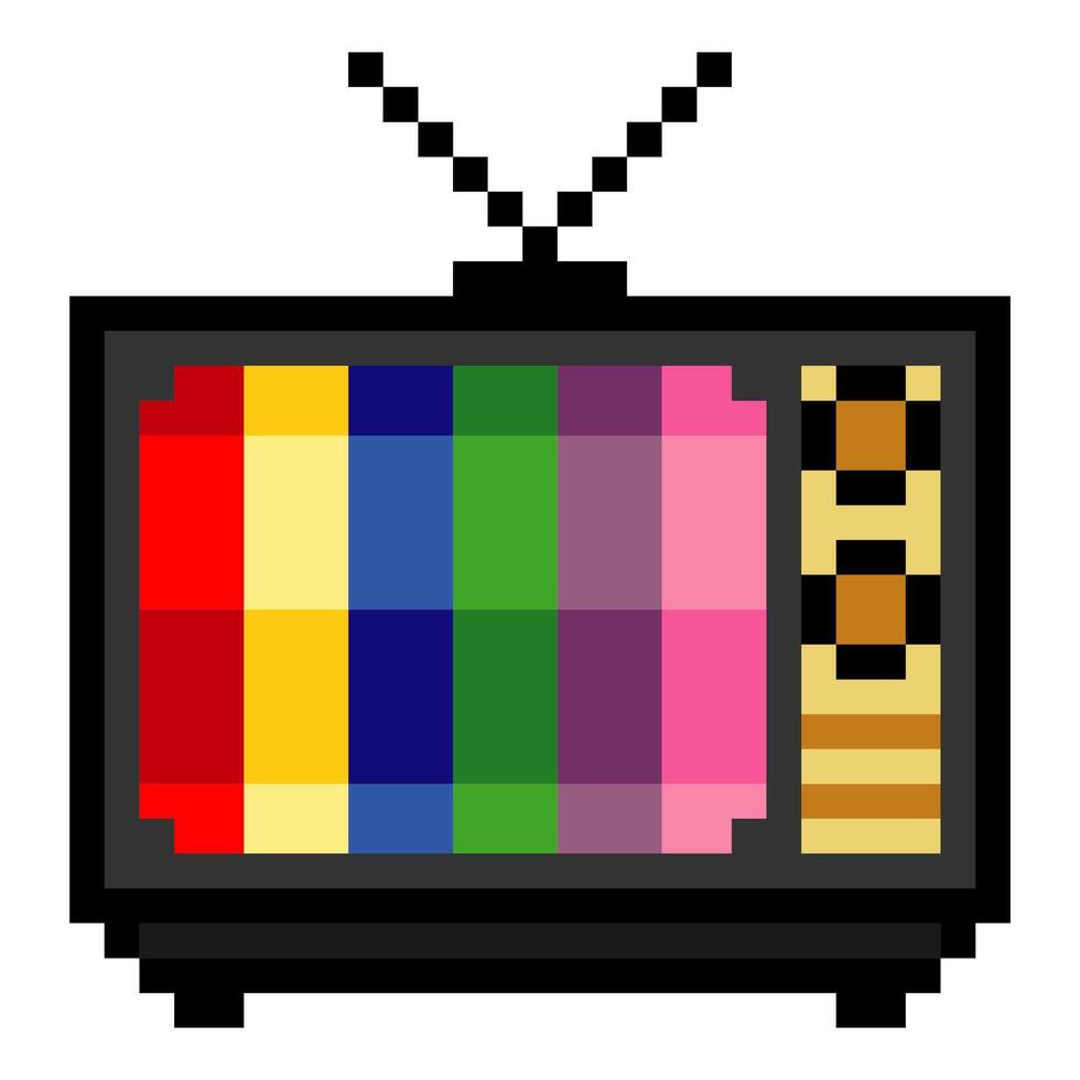 Old retro television in 8 bit pixel art style vector