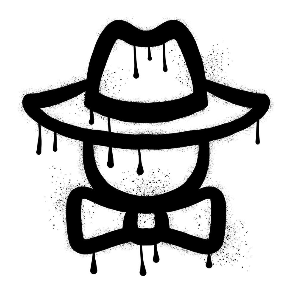 Graffiti bow tie hat with black spray paint vector