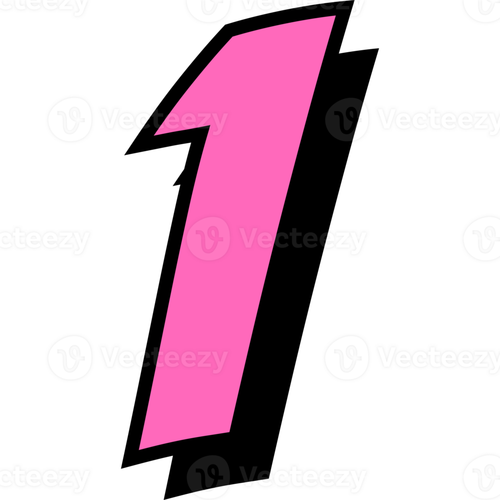 1 number 3d style colorful modern typography png
