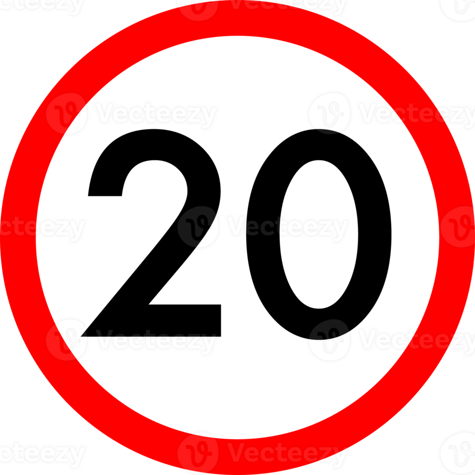 Speed limit 20 round road traffic icon flat design png