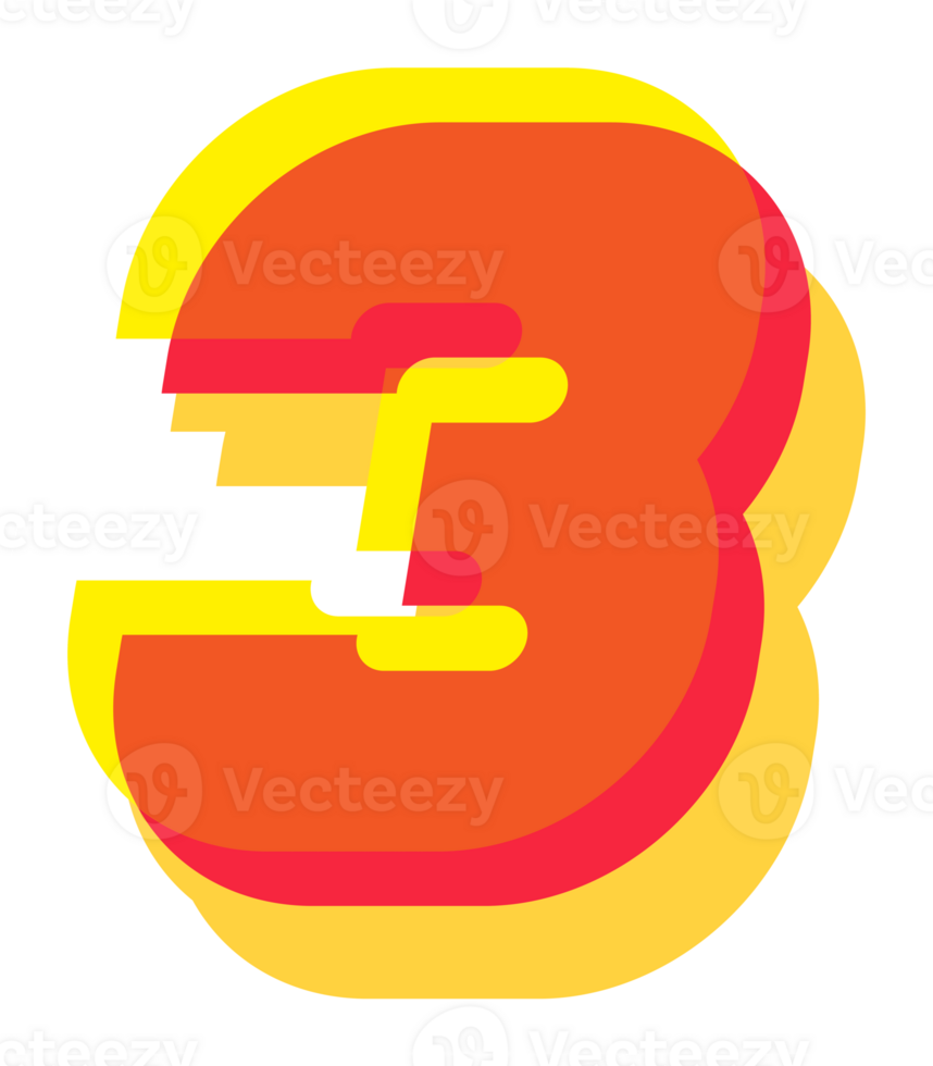 3 number 3d style colorful modern typography png