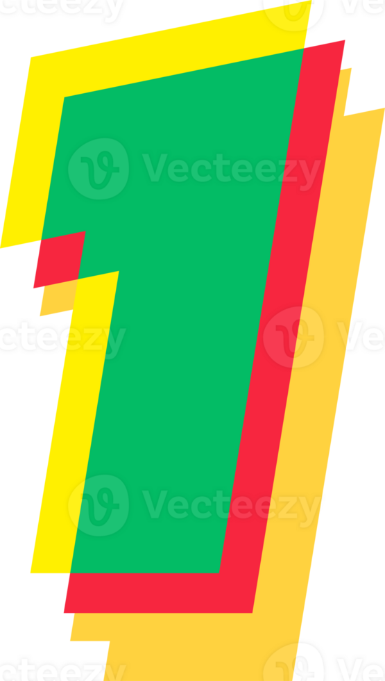 1 number 3d style colorful modern typography png