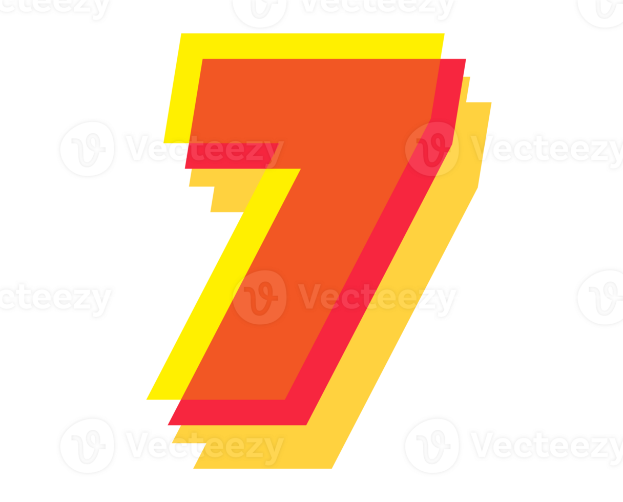7 number 3d style colorful modern typography png