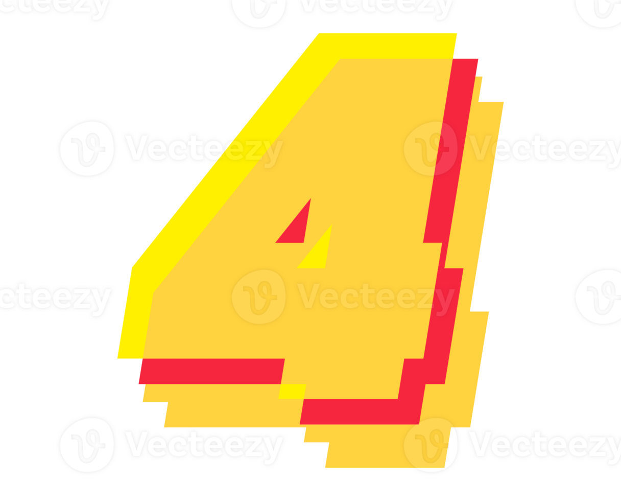 4 number 3d style colorful modern typography png