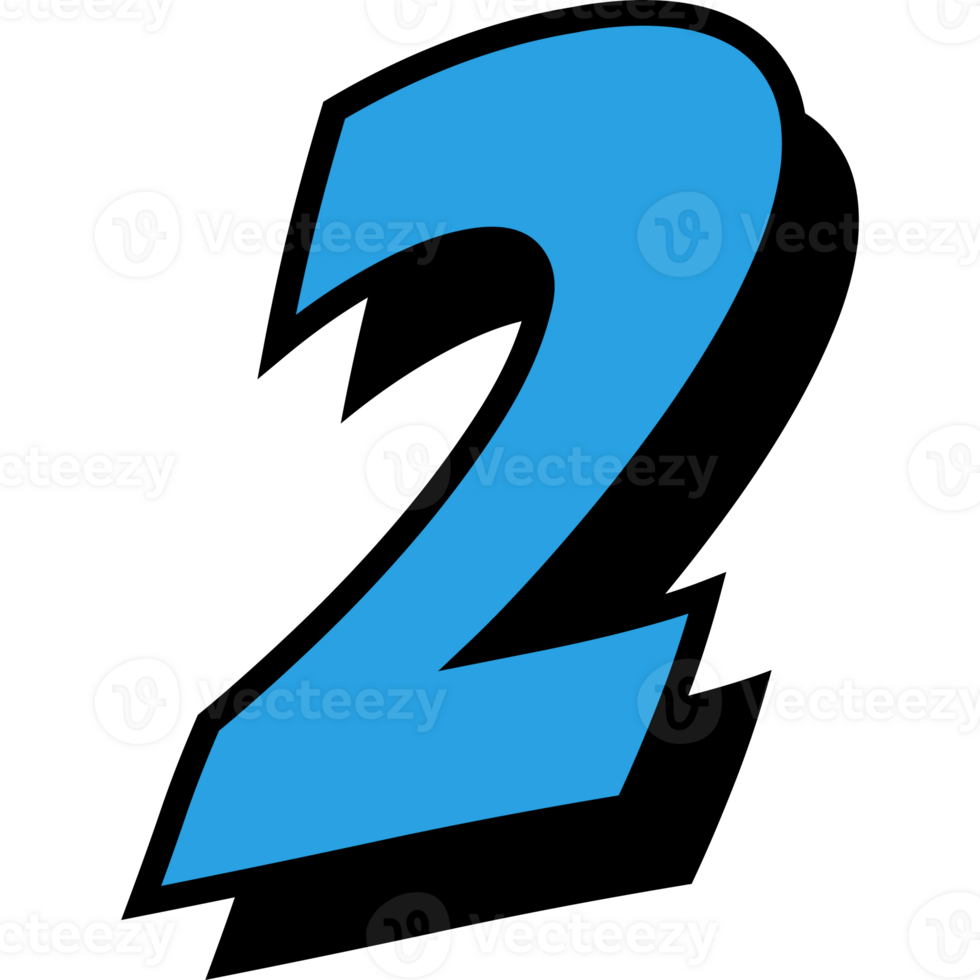 2 number 3d style colorful modern typography png