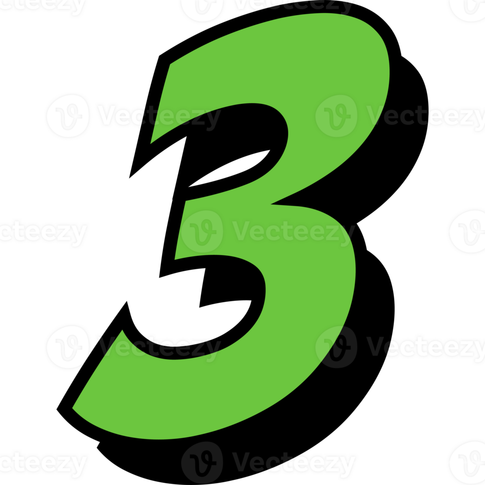 3 number 3d style colorful modern typography png