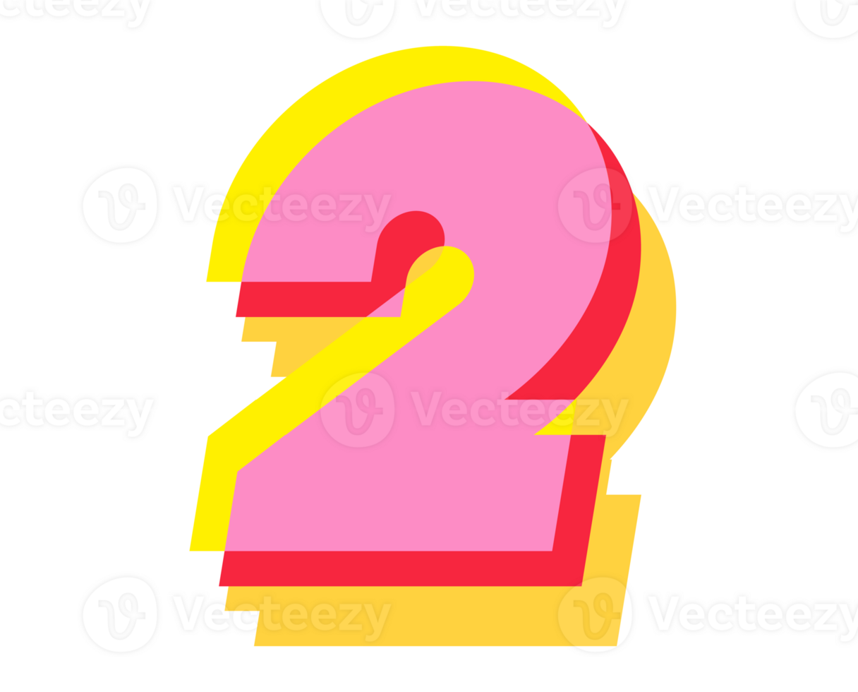 2 number 3d style colorful modern typography png