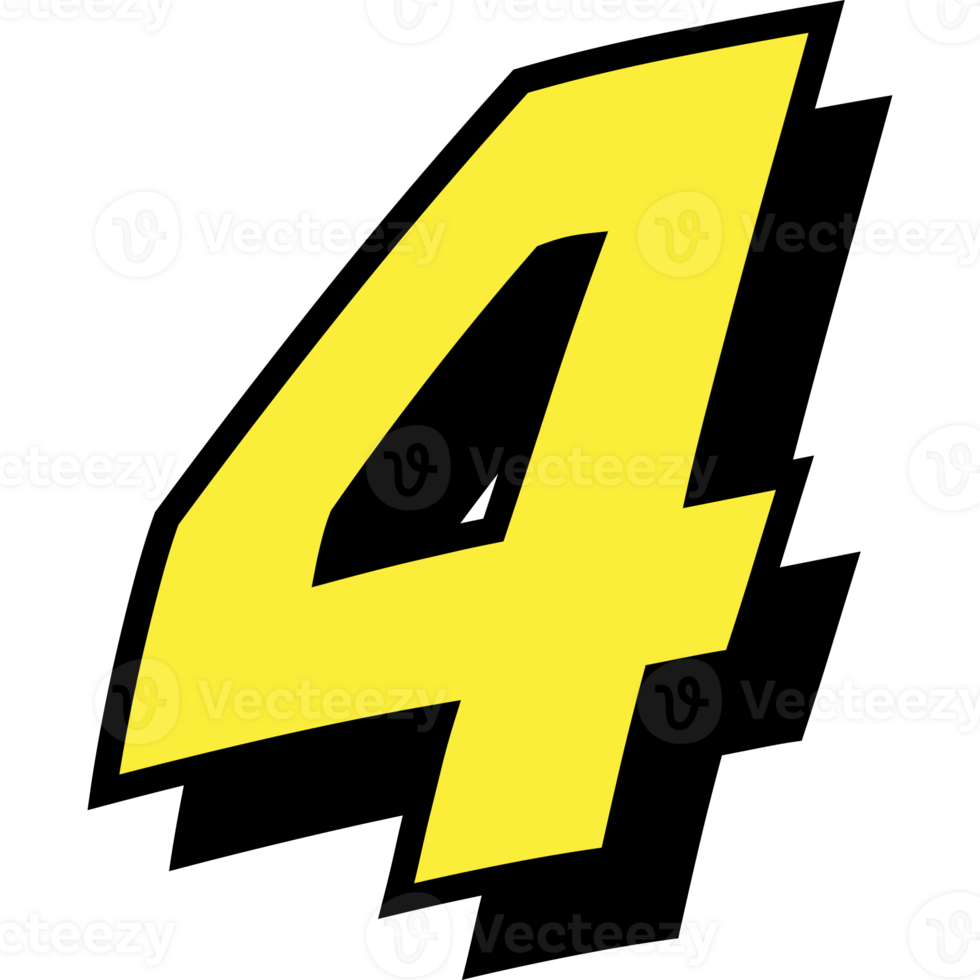 4 number 3d style colorful modern typography png