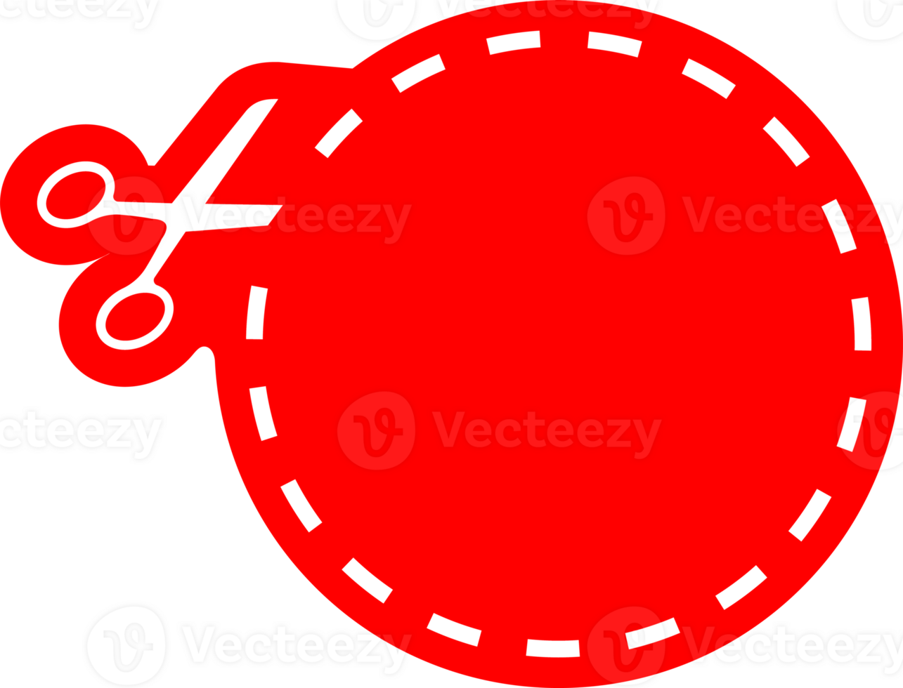 Scissors cutting through dashed line circle png