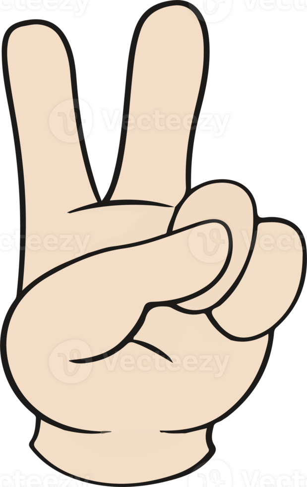 A hand with two fingers up and one finger down, peace png