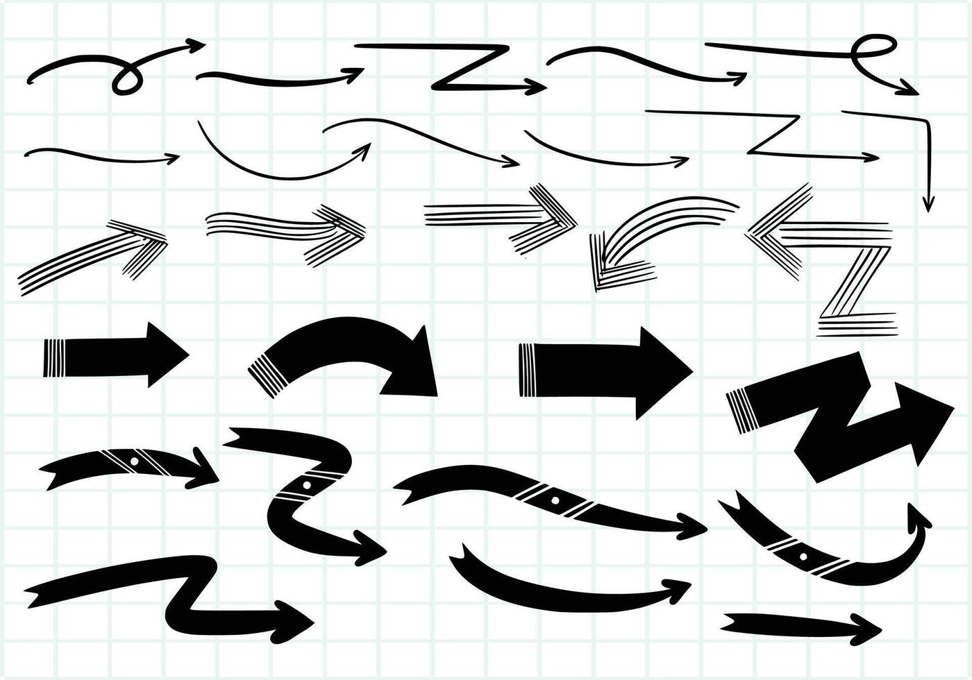 Hand drawn creative arrow set design vector