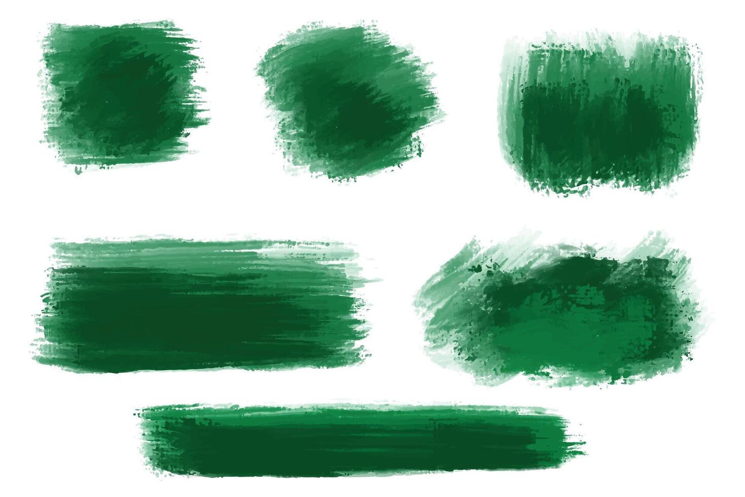 Modern dark green watercolor brush stroke set design vector