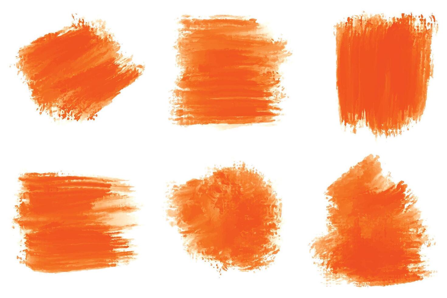 Modern orange watercolor brush stroke set design vector