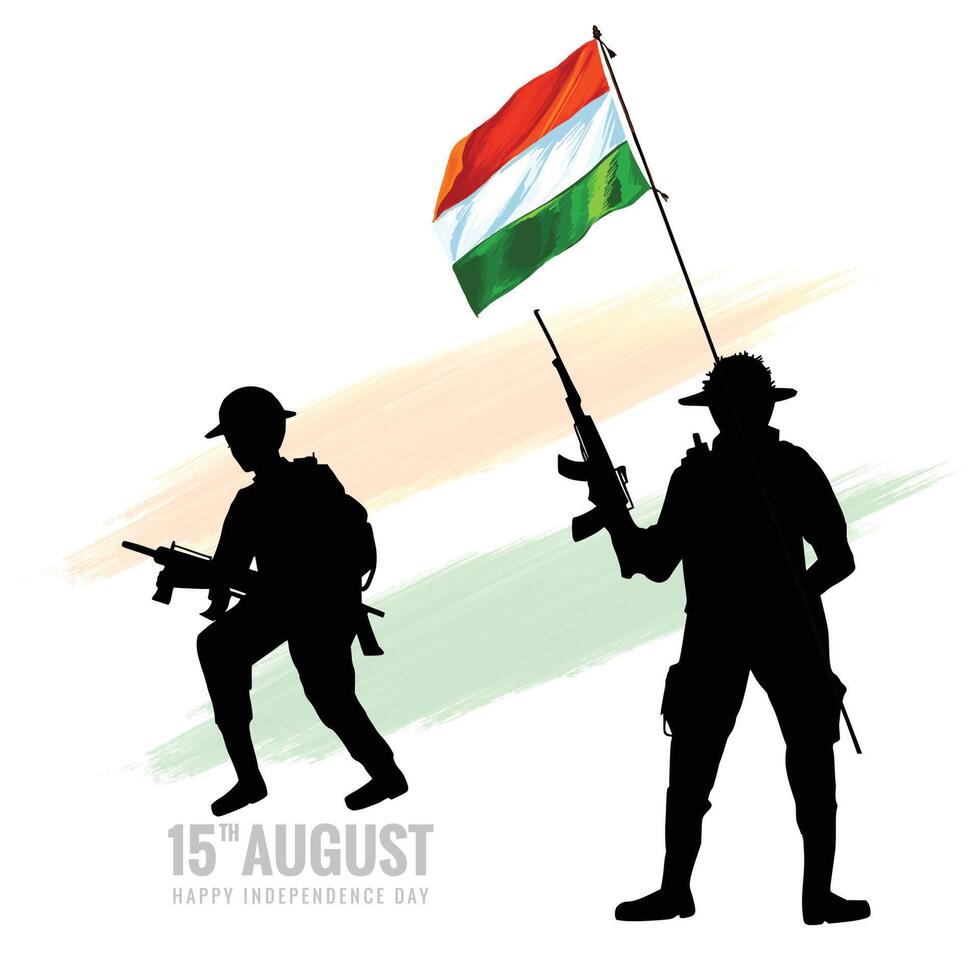 Beautiful india 15th august independence day for indian army card design vector