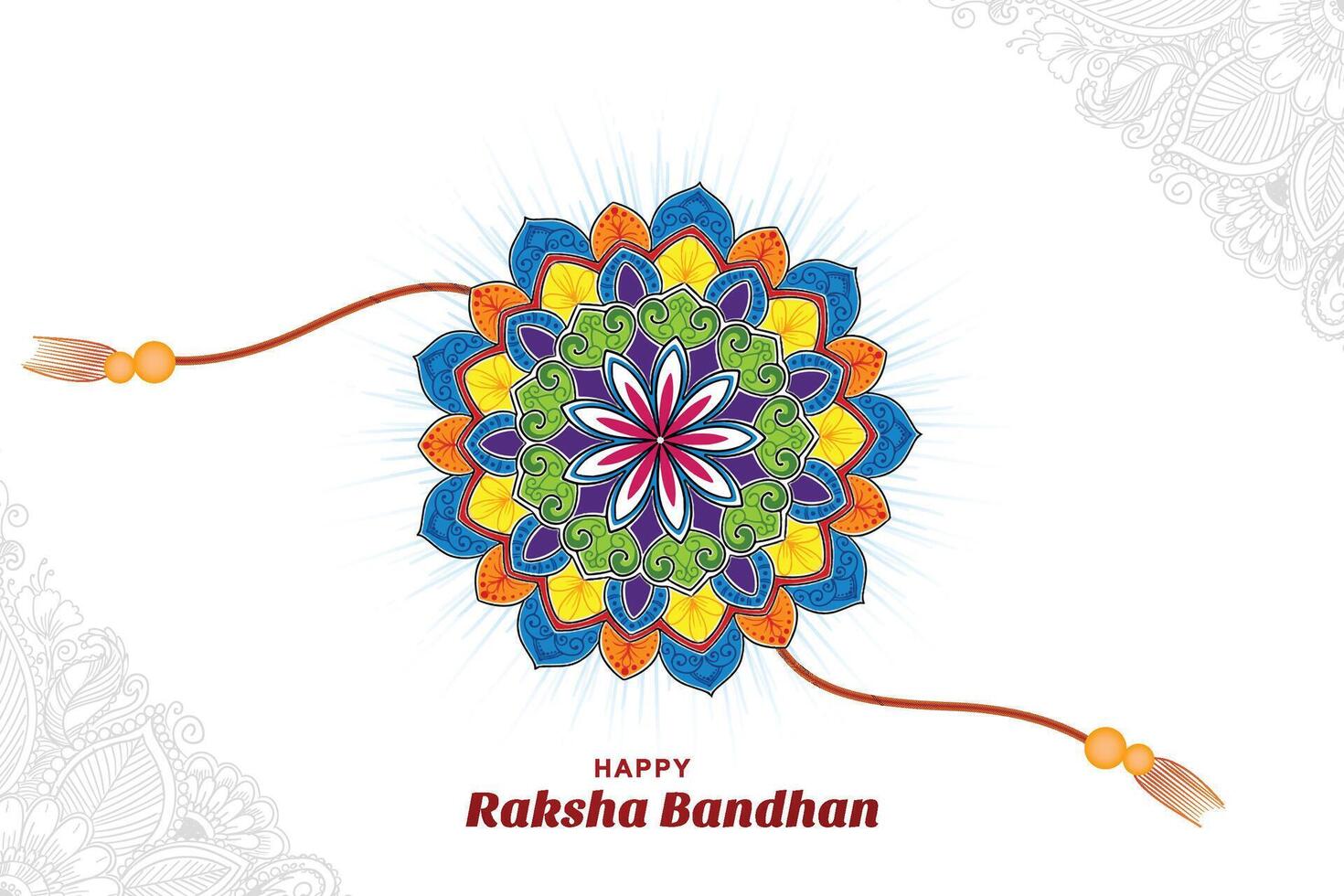 Happy raksha bandhan decorative colorful rakhi festival card design vector