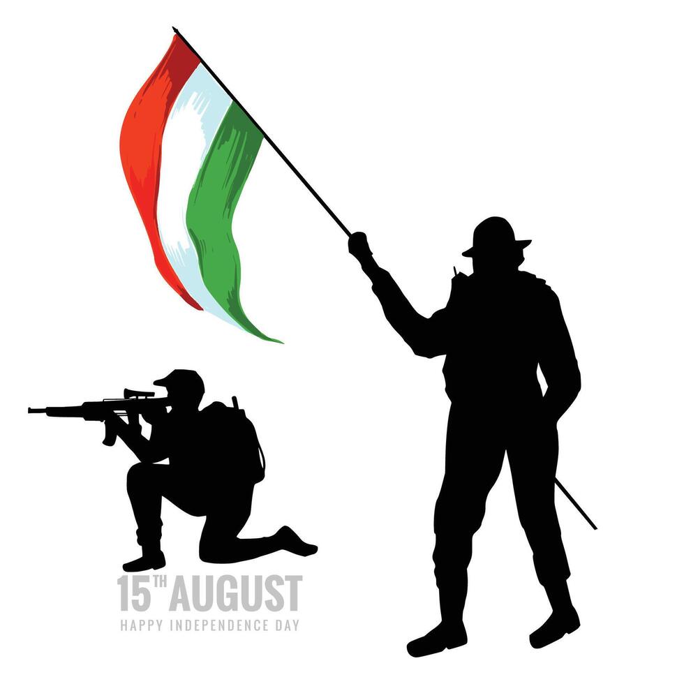Beautiful india 15th august independence day for indian army card design vector