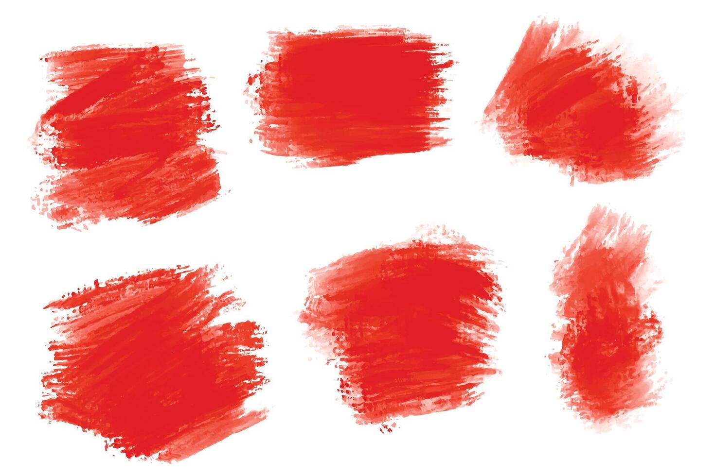 Modern red watercolor brush stroke set design vector