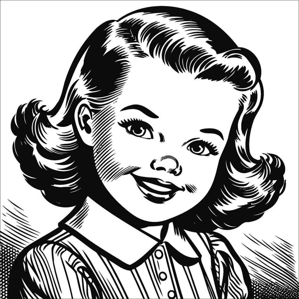 1940's retro smiling little g... vector