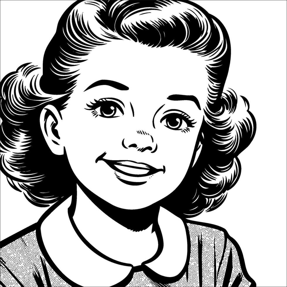 1940's retro smiling little g... vector
