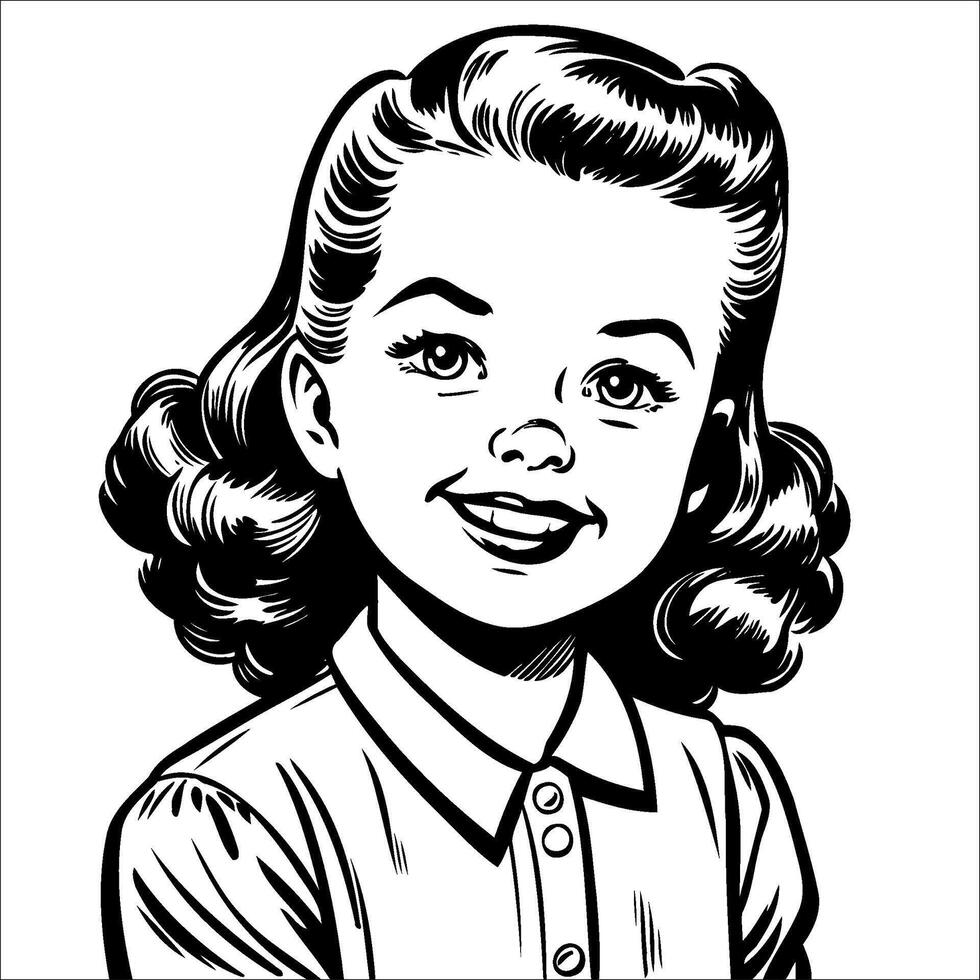 1940's retro smiling little g... vector