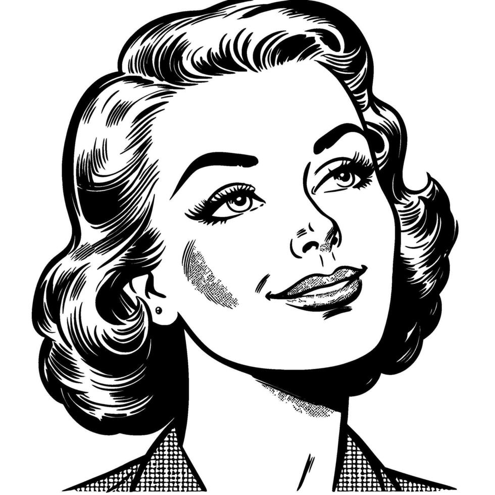 Vintage Retro Woman Smiling F... vector