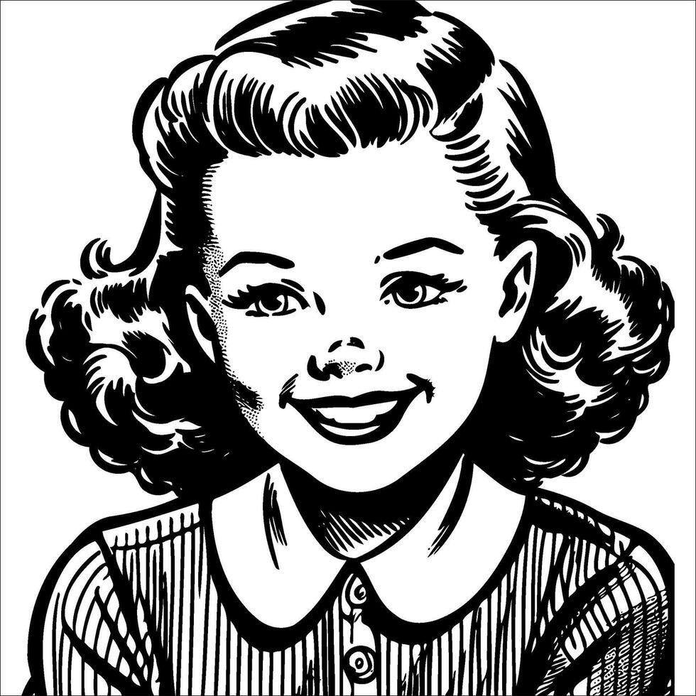 1940's retro smiling little g... vector