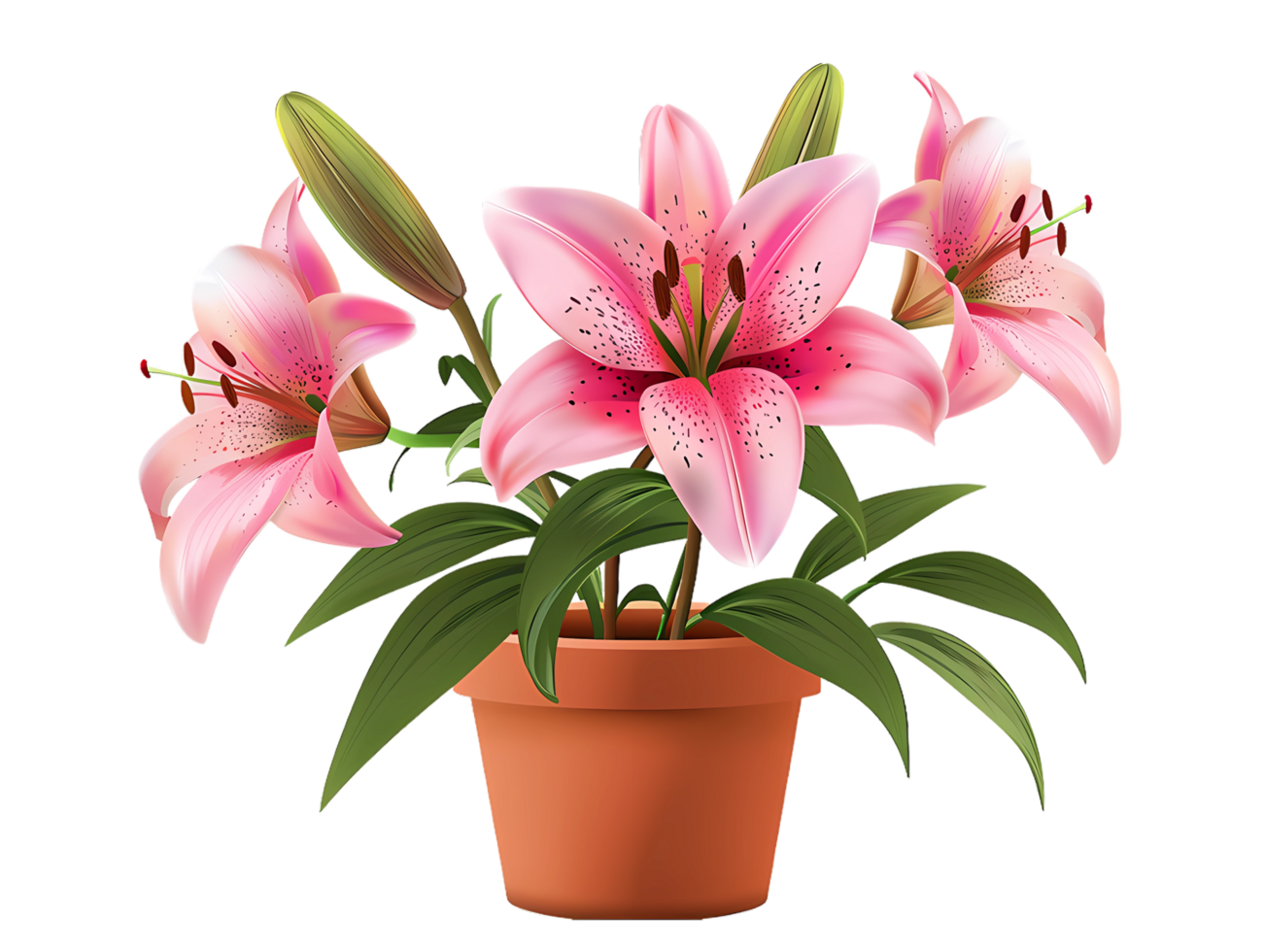 lilies flower in a pot on a transparent background png