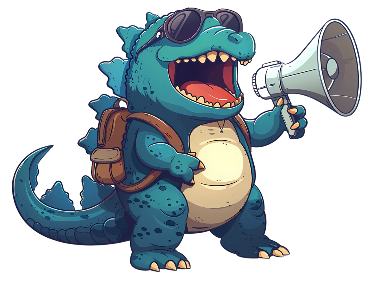 a cartoon godzilla wearing a suit and tie and holding a megaphone png