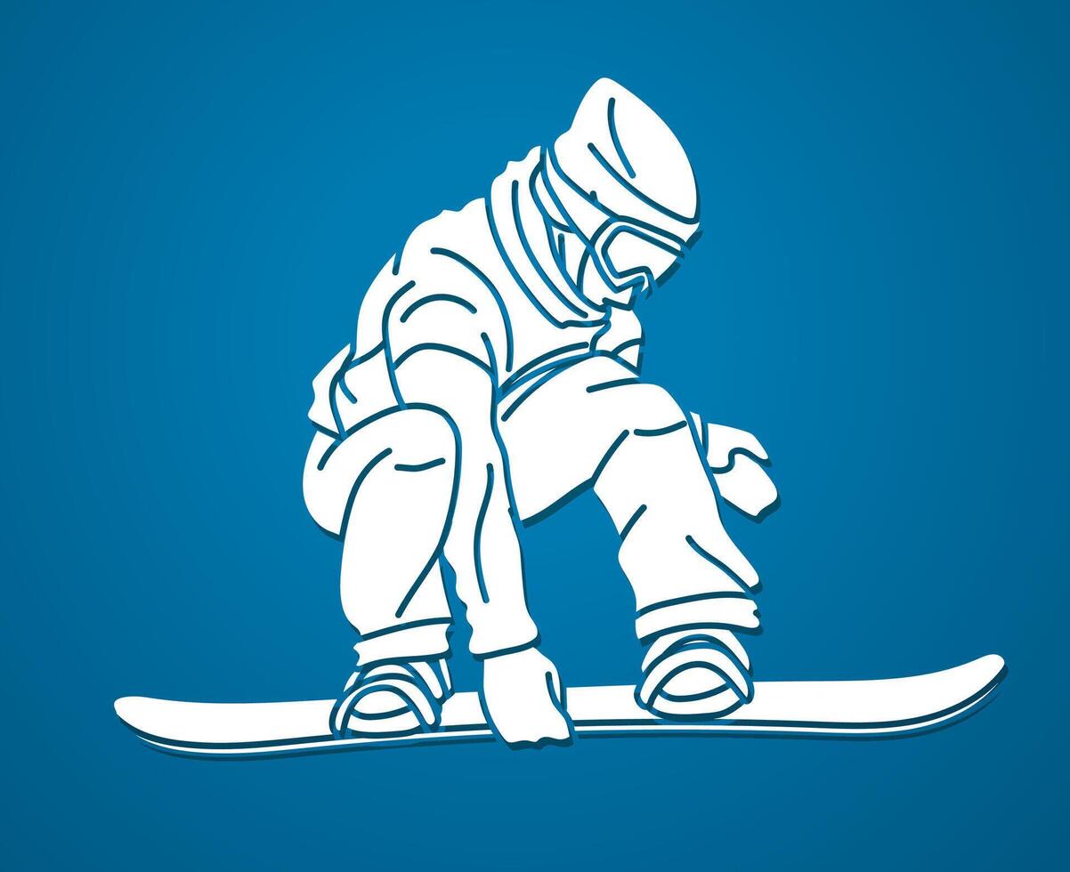 Silhouette Snowboarder Pose Cartoon Graphic vector