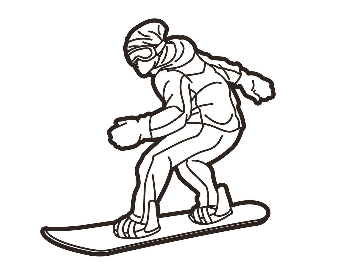 Outline Snowboard Player Action Extreme Sport vector