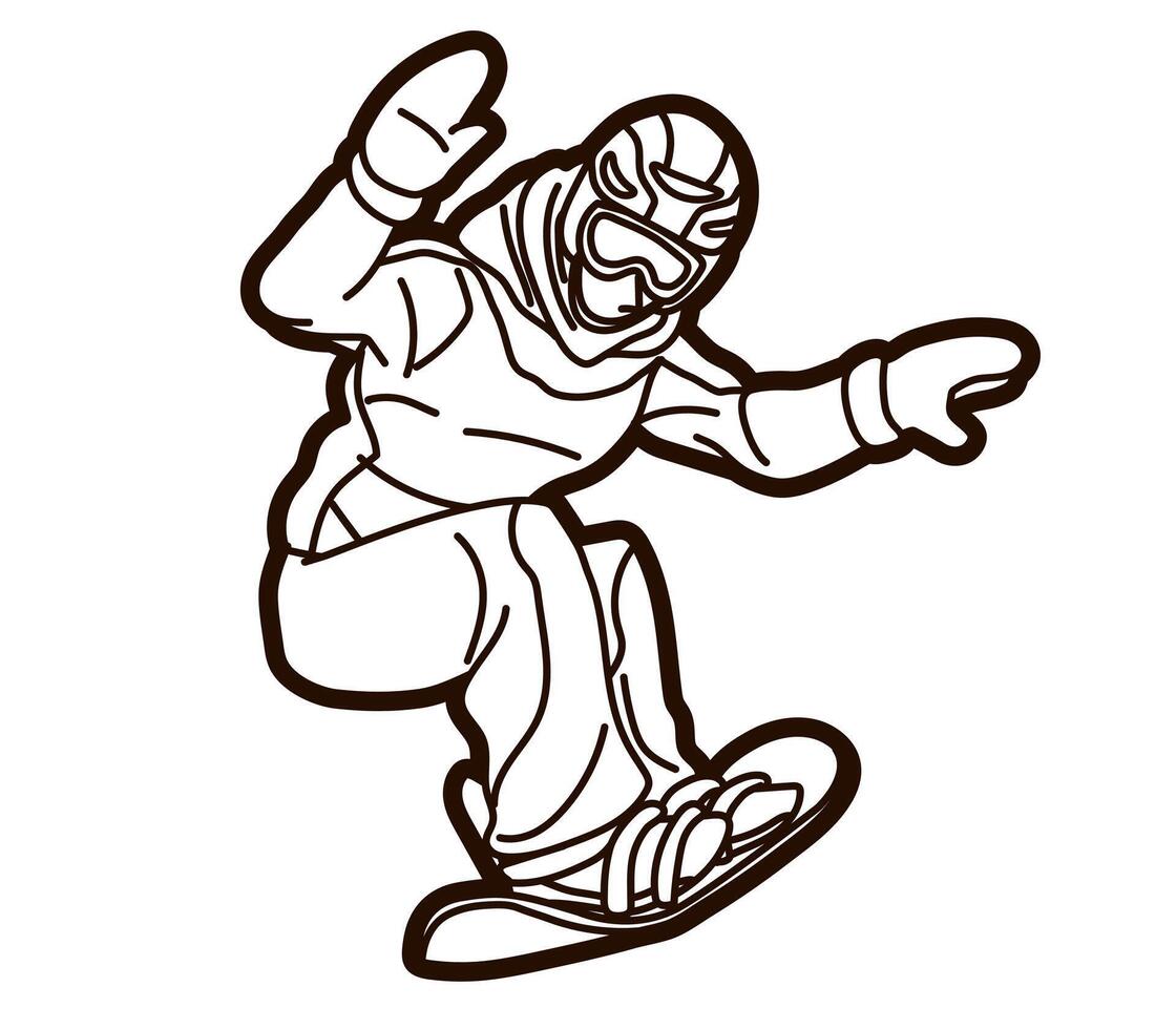 Outline Snowboarder Action Cartoon Graphic vector