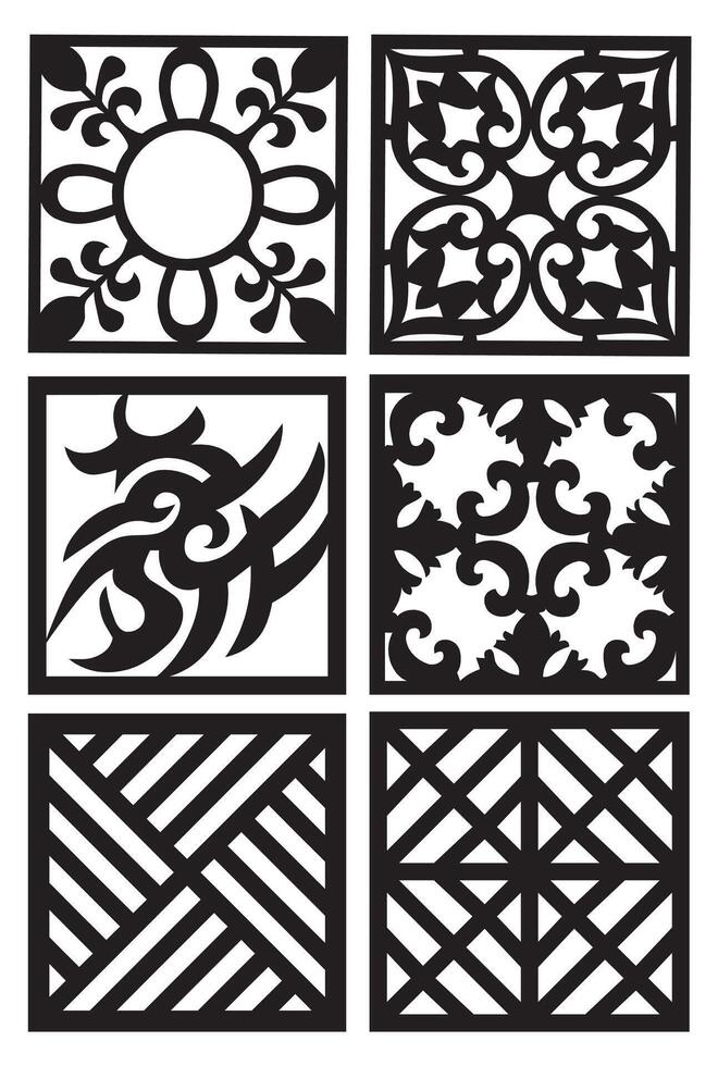 laser cutting motifs for partitions, fences and facades vector
