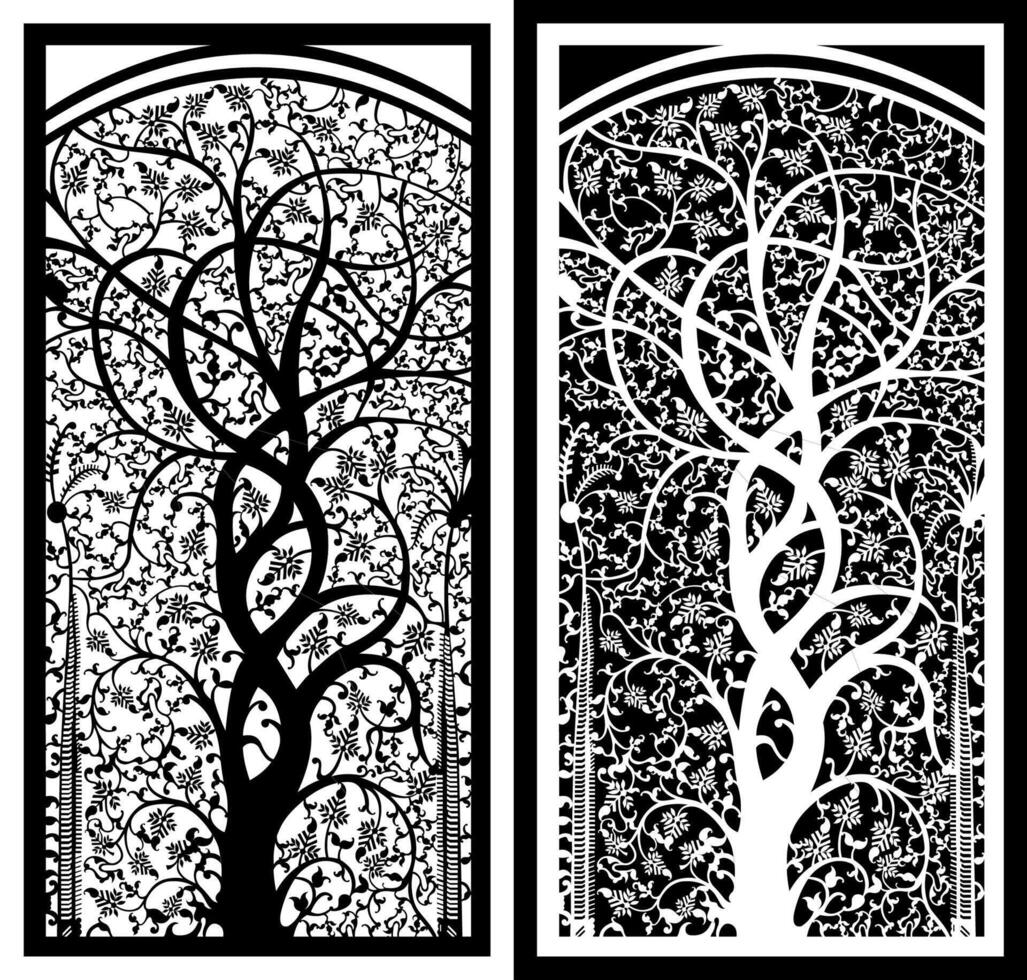 laser cutting motifs for partitions, fences and facades vector