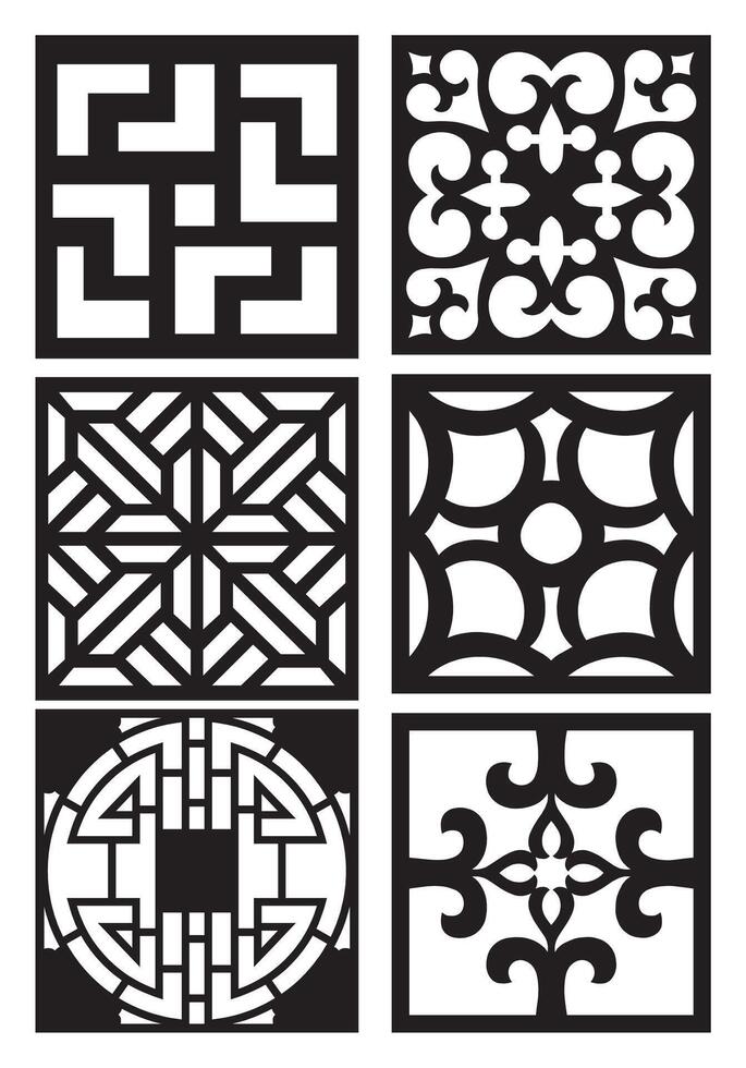 laser cutting motifs for partitions, fences and facades vector