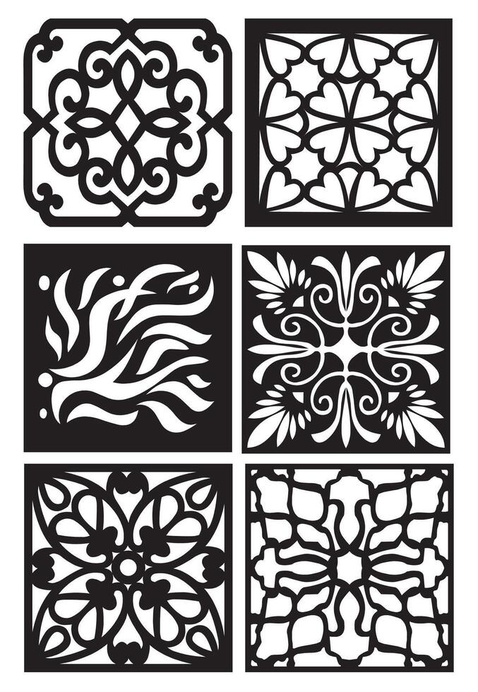 laser cutting motifs for partitions, fences and facades vector